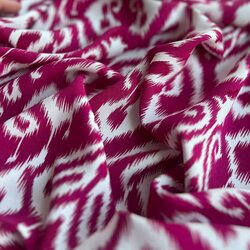 Икат Вишня Фуксия Adelia Bonar санфоризированный штапель плательная вискоза 100% розовый