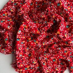 Штапель мелкие цветы Adelia Bonar красный санфоризированный плательная вискоза 100%