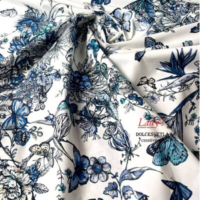 Ткань Хлопок «DIOR» CRUISE TOILE DE JOUY MEXICO blue