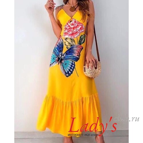 Женское платье купить интернет магазине Lady's club.ru летнее желтое длинное