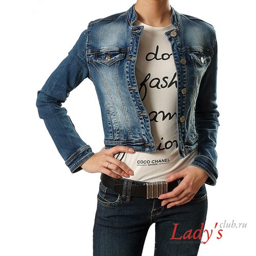 Женская джинсовая куртка Jeansoman KW-003, воротник стойка.
