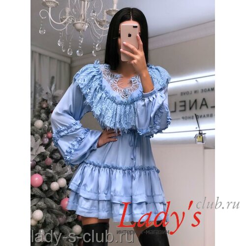 Женское короткое платье купить в интернет магазине Lady's club.rulcl/02-4 голубое